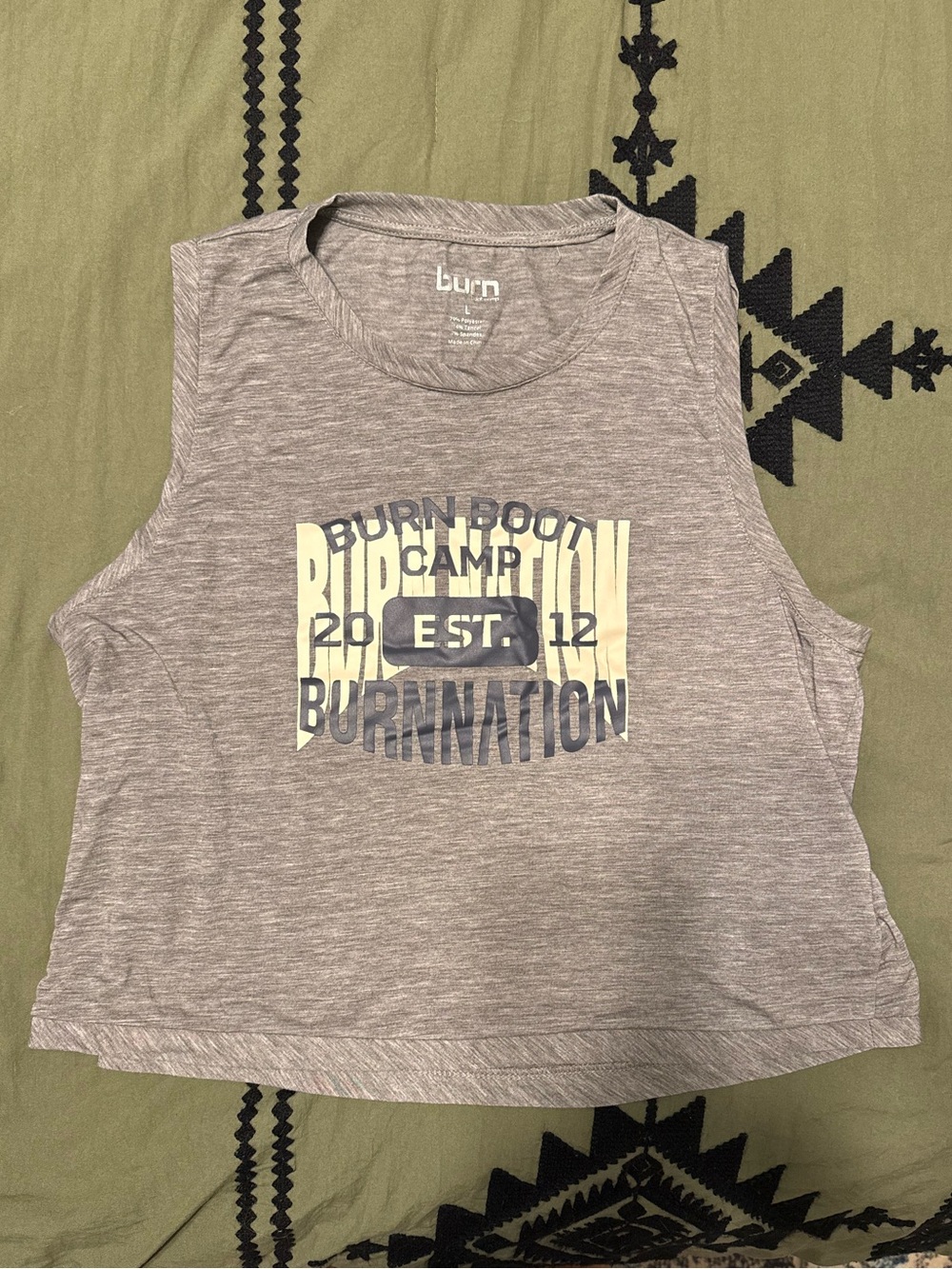Burn Boot Camp Grey Graphic Muscle Tee